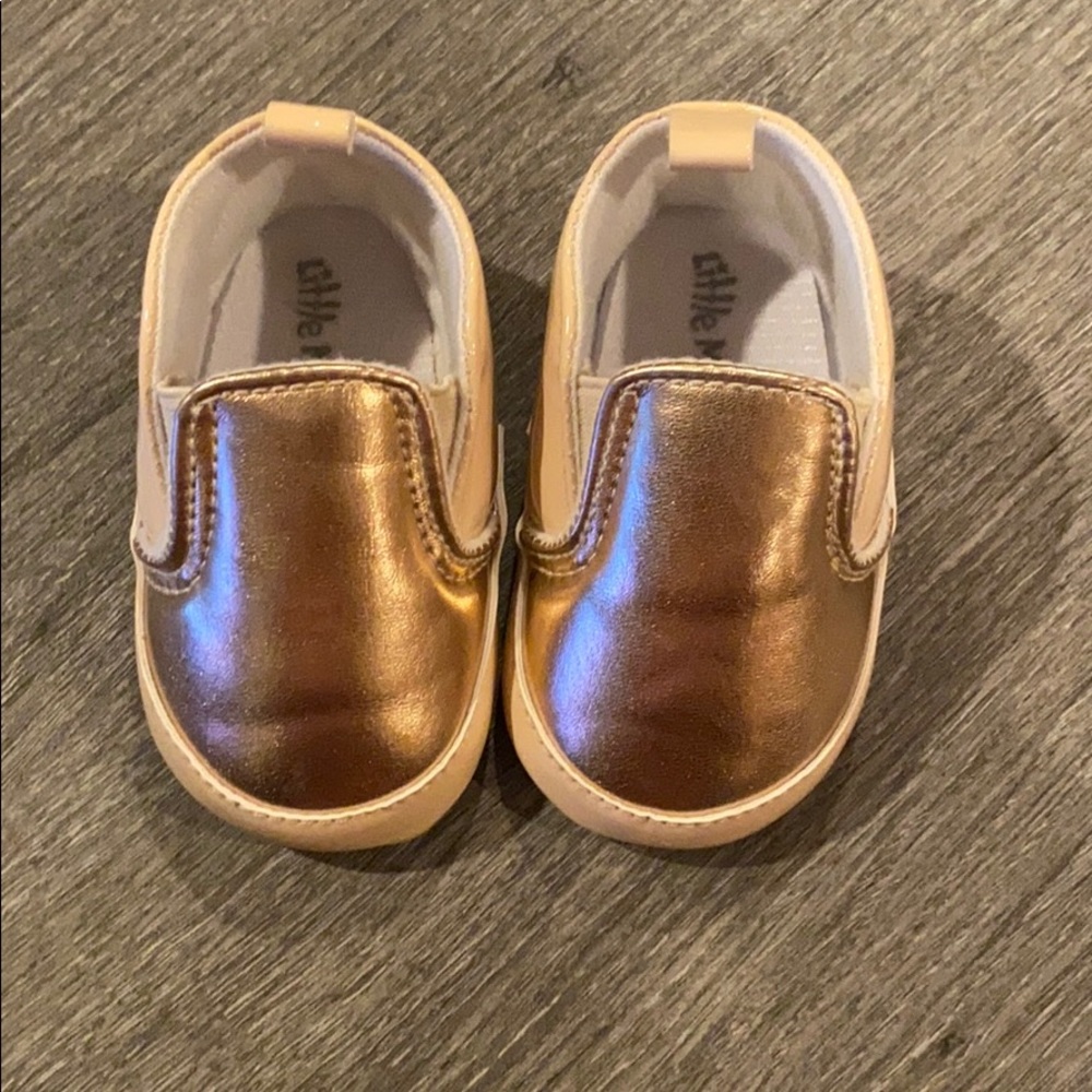Tan and Gold Crib Shoes